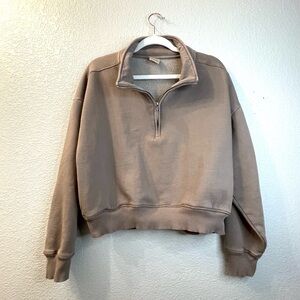 PINK Victoria's Secret Beige Quarter-Zip Sweater